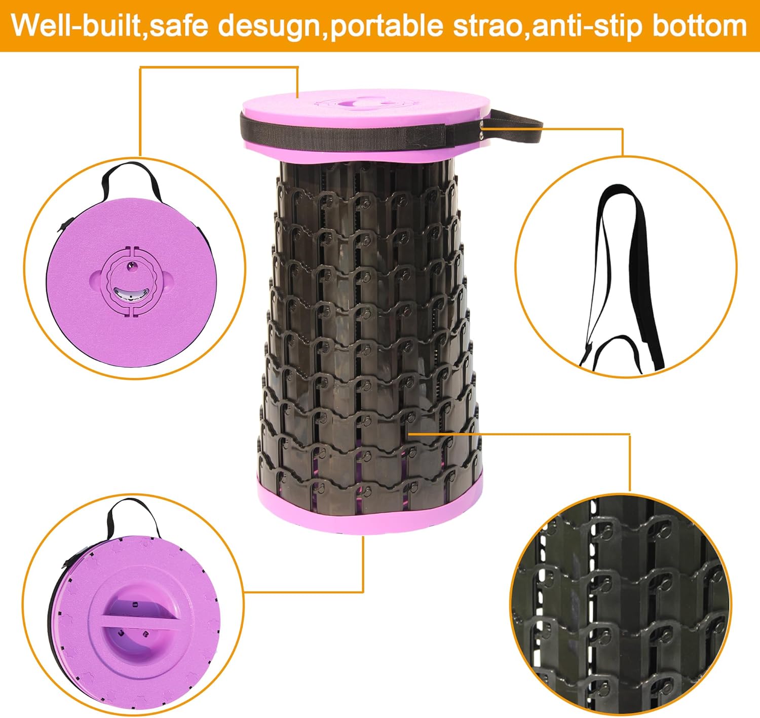 Collapsible Stool showing telescoping mechanism